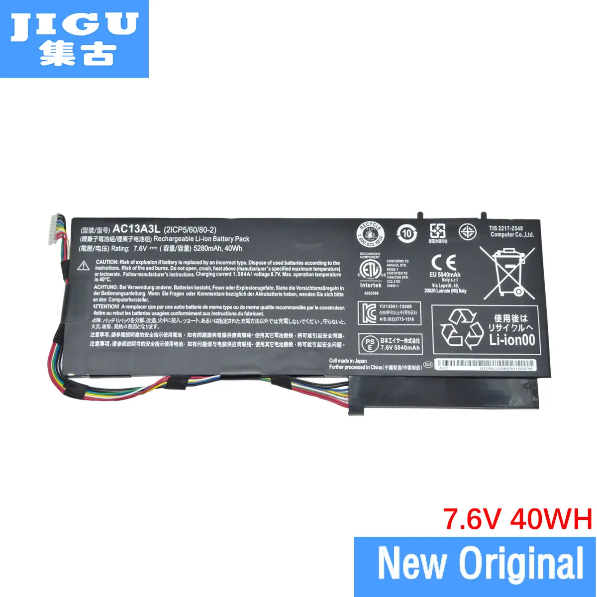 

JIGU original Battery 2ICP5/60/80-2 AC13A3L FOR ACER for Aspire P3-131 P3-171 for TravelMate X313 7.6V 40WH