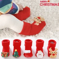newborn toddler baby boys girls christmas red socks warm non slip floor grip sock with santa claus snowman decor winterautumn