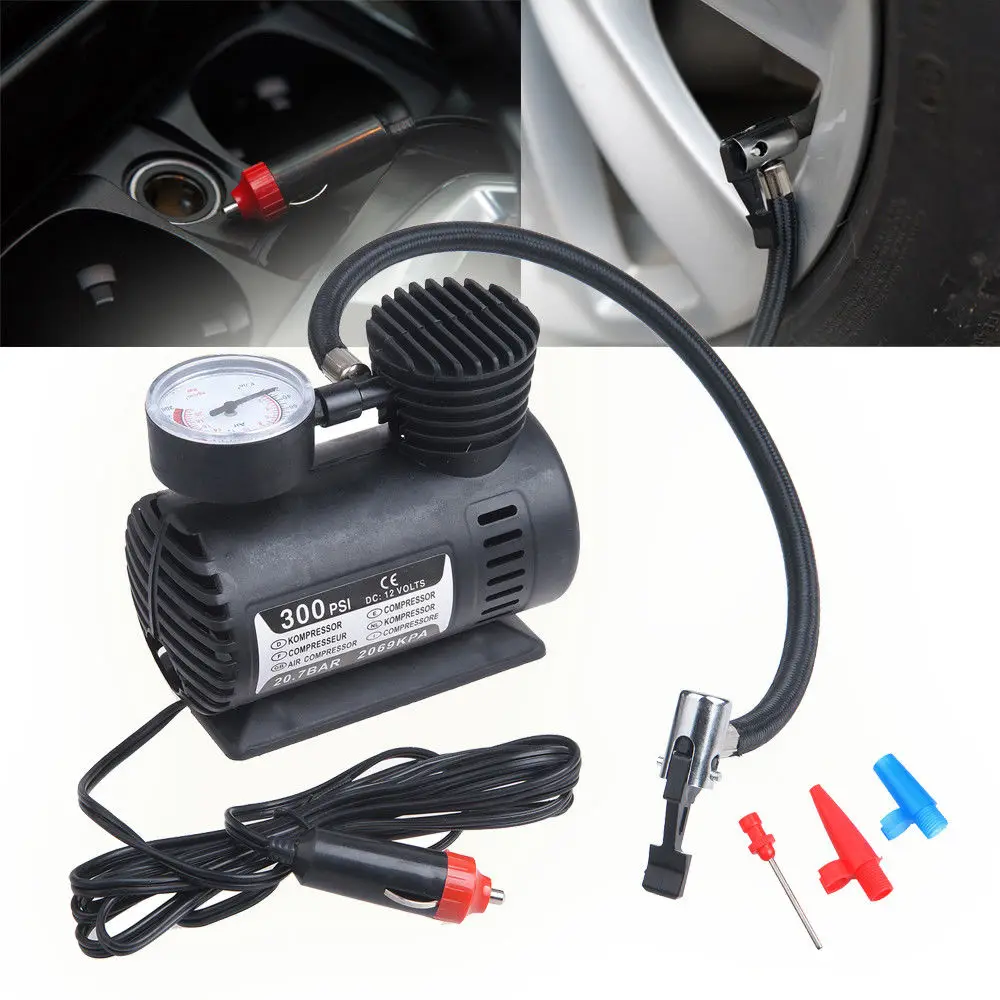 Сверхмощный портативный 12В электрический надувной насос для шин 300PSI воздушный