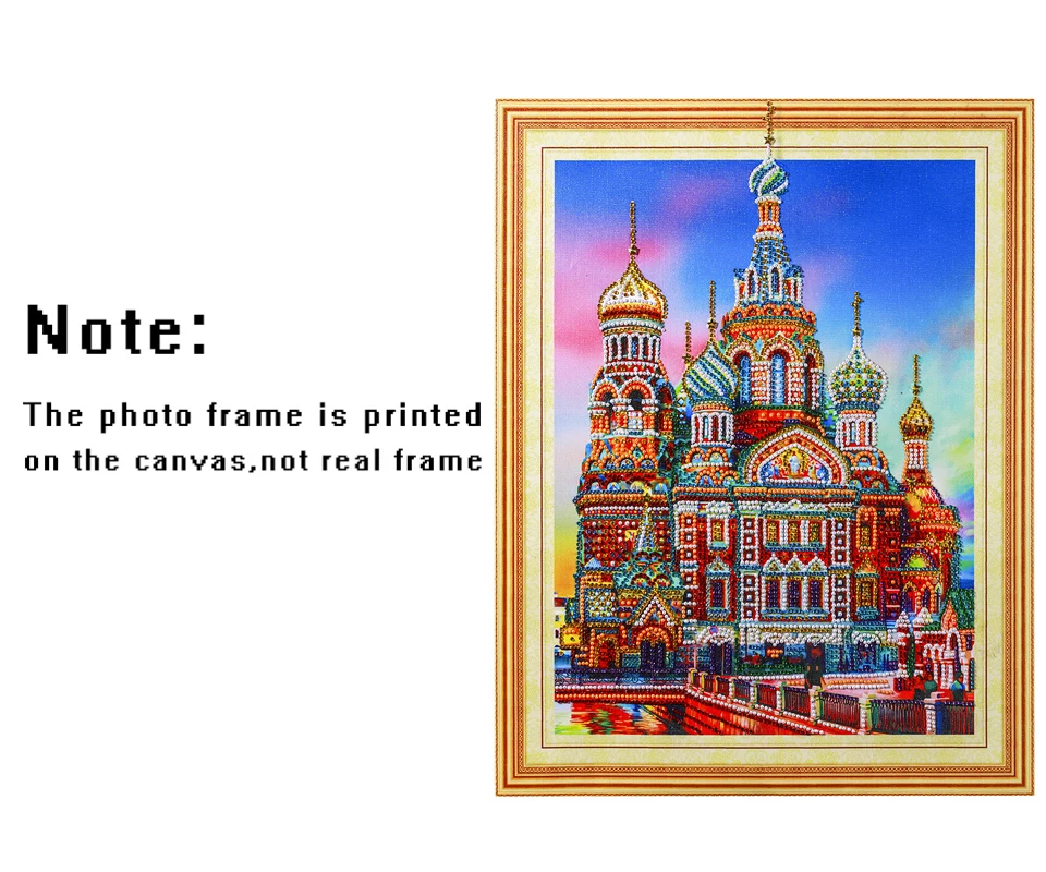 AZQSD Diamond Painting Landscape Special Shaped Church Partial Round Drill Home Decor DIY Diamond Mosaic Castle Handmade Gift