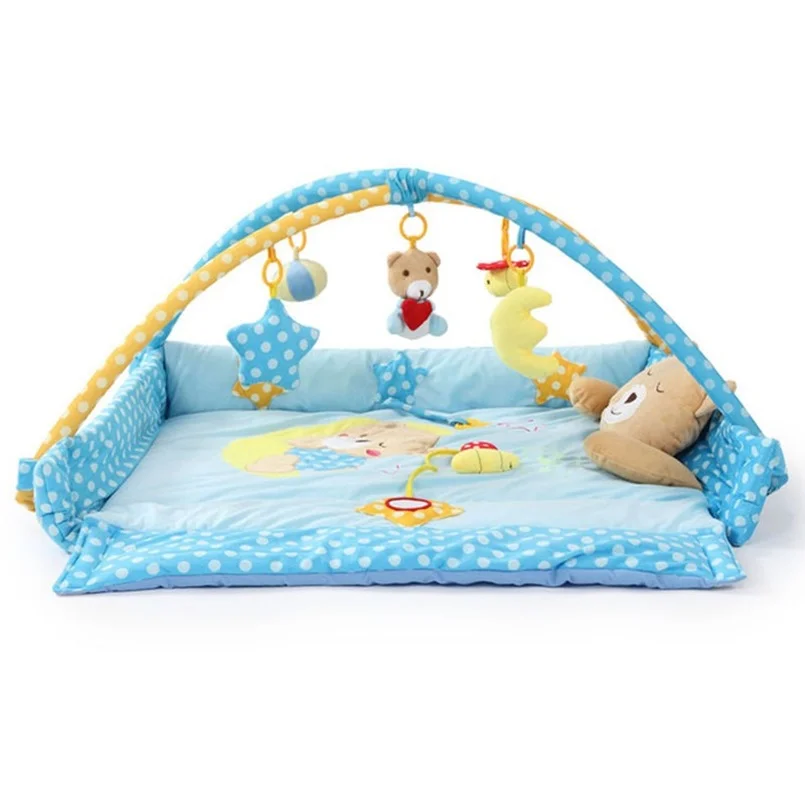 Baby Activity Mat Multifunction Mobile Crib Cartoon Bear Sensory Educational Carpet Soft Music Playmat Baby Activity Gym