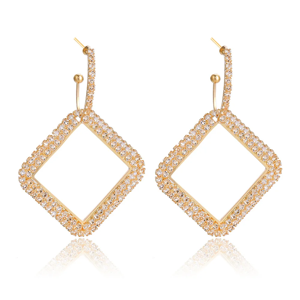 

Fashion Claw Chain Earring For Women Female Rhinestone Geometric Square Long Tassel Earrings 2021 New Girl Temperament Jewelry