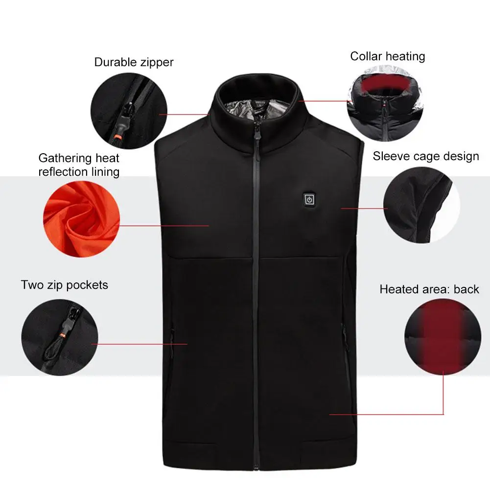 Мужской и Женский уличный жилет с инфракрасным подогревом USB зимняя теплая
