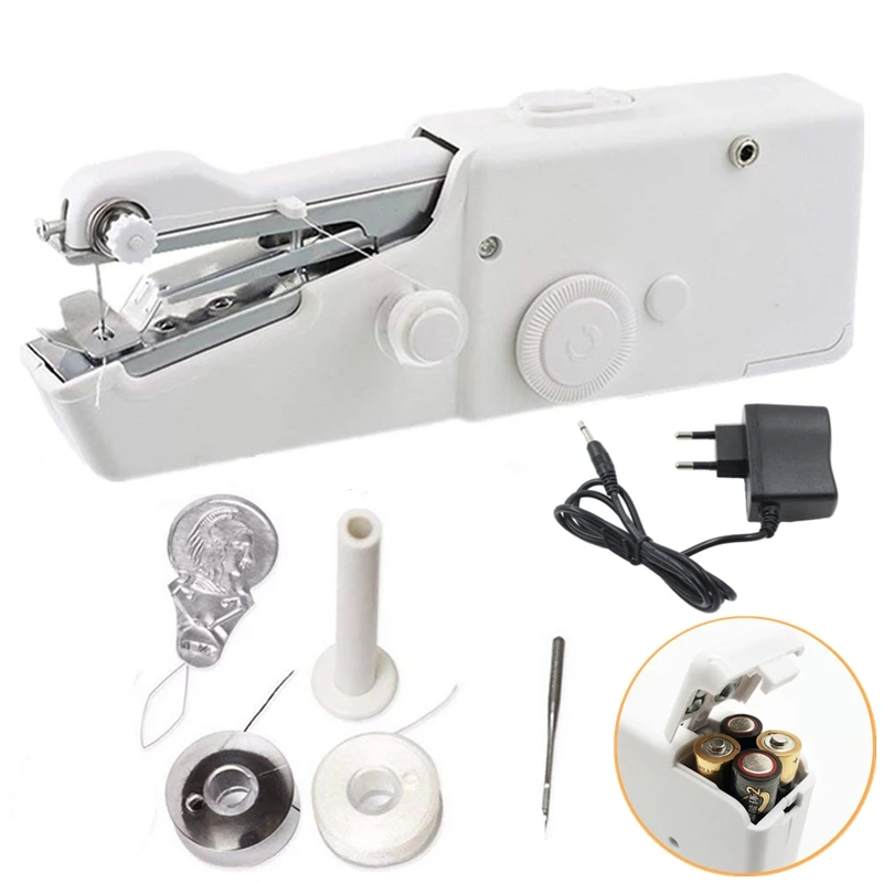 

Mini Portable Hand Sewing Machine Quick Handy Stitch Sew Needlework Cordless Clothes Fabrics Household Electric Sewing Machine