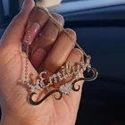 подвеска бабочка цепочка с бабочками ожерелье бабочки necklace for women Ожерелье с именем на заказ, позолоченное ожерелье из нержавеющей стали с кубинской цепью, персонализированный чокер с именем для женщин