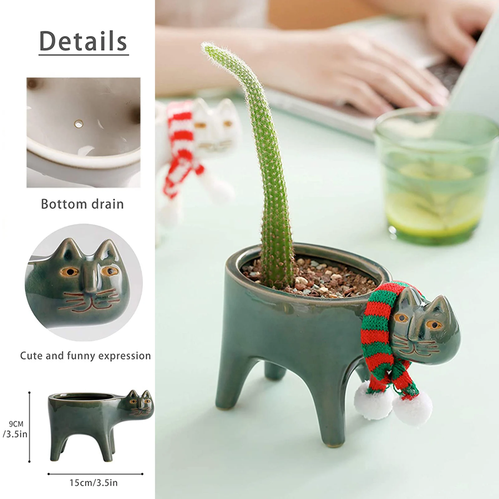 

Cute Cat Tail Flower Pot Ceramic Personality Creative Cactus Succulent Simple Decoration Desktop Cartoon Animal Decoration
