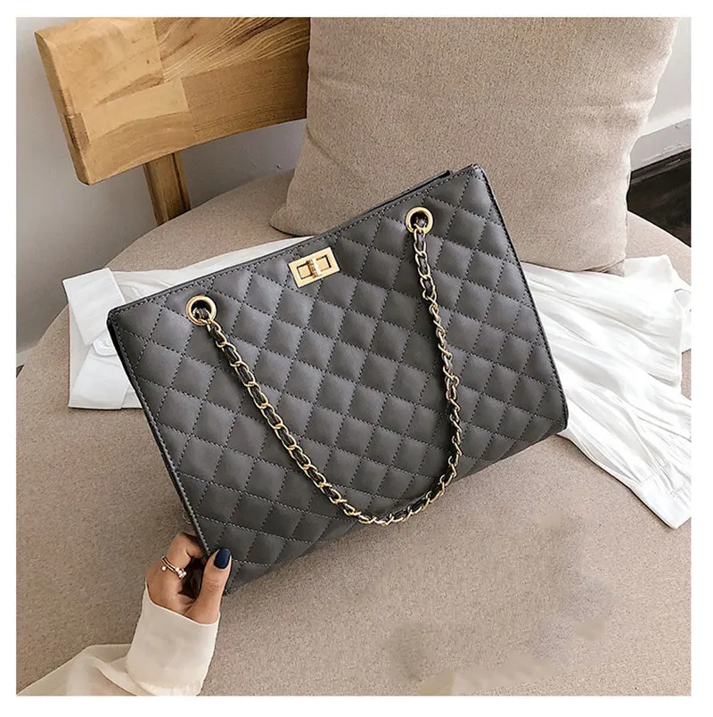 

Luxury Large Female Bag Ladies Diamond Lattice Shoulder Bag Designer Leather Tote Bag Female Chain Lattice Shopping Bag Messeng