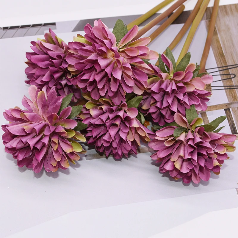 

6pcs/bunch Artificial Dandelion Flower Silk Daisy Hyacinth Flower Wedding Holding Flower Decoration for Home Party Garden Decor