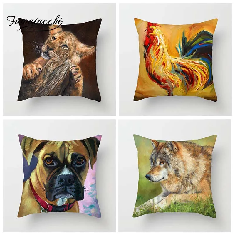 Fuwatacchi масляная живопись наволочка с животными для домашнего дивана Декор лошади