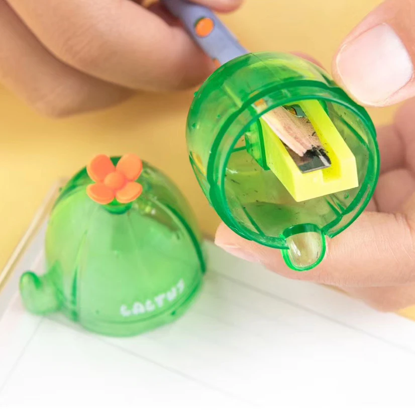 

1 Pcs Kawaii Green Plant Cactus Plastic Single Hole Pencil Sharpeners For Pencils Cutter School Office Student Stationery Gifts