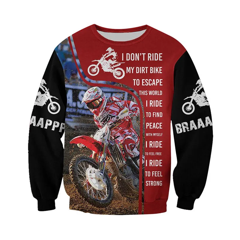 Dirt Bike Racer 3D принт по всей длине толстовка унисекс в стиле Харадзюку на каждый день