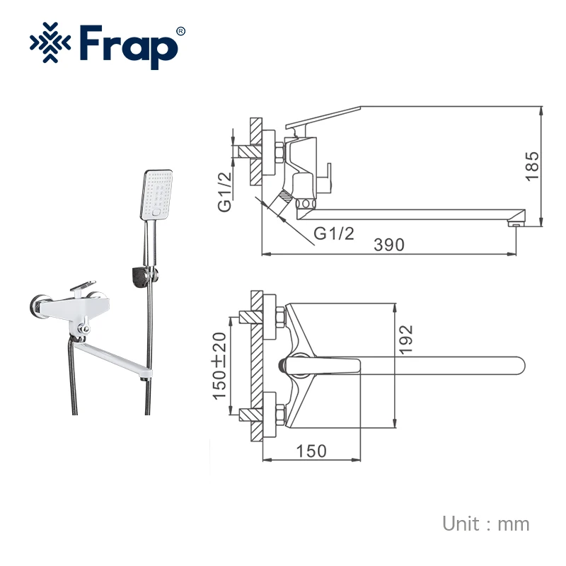 Смесители для душа Frap F2258 горячей и холодной воды набор хромированный |