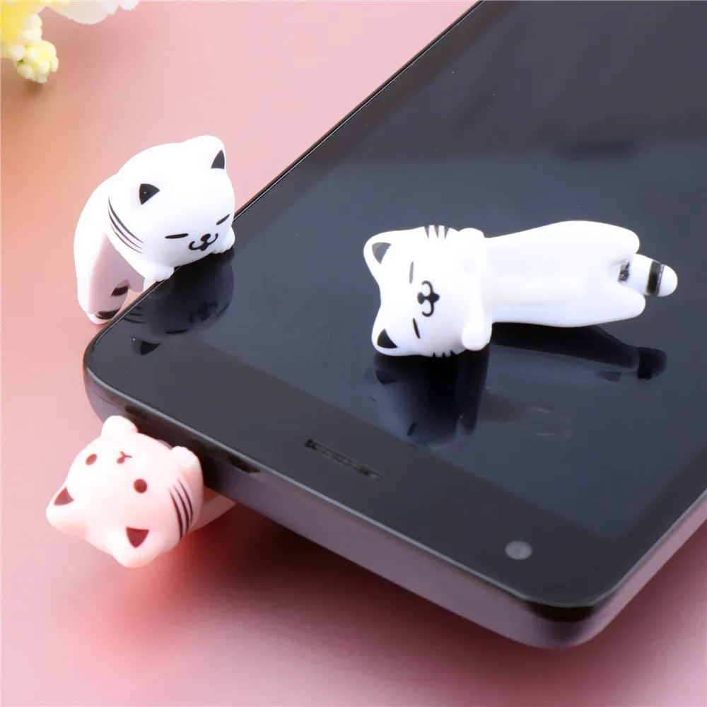 cute cat earphone dust plug aux jack interface dust protection universal 3 5mm phone plug cell phone accessories for iphone free global shipping