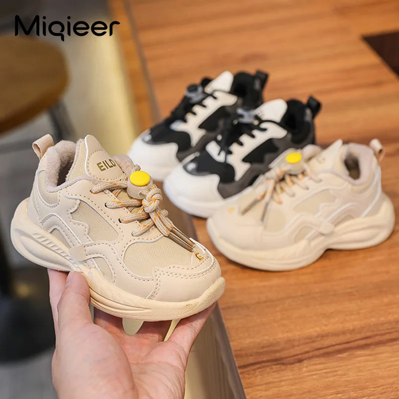 Kids Sneakers Baby Boys Girls Casual Shoes Non Slip Warm Short Plush Soft Sole Outdoor Walking Running Sports Shoes Size 21-30