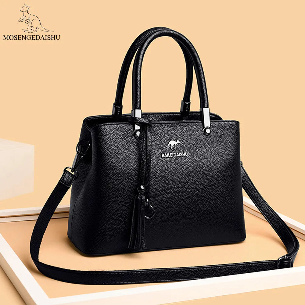 

Fashion Tassel Women Handbag Luxury Brand Designer Ladies Messenger Bag Genuine Leather Female Shoulder Bag Simple Casual Totes