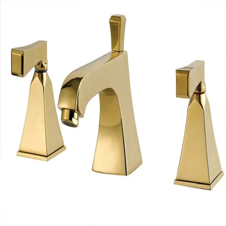 Benefit Margin Full Copper Three-piece European Golden Chrome Color Black Bathtub Faucet 3 Paper Set Separation Type Basin | Обустройство