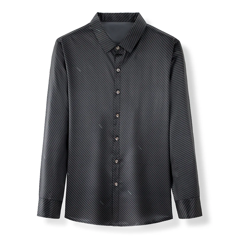 Рубашка мужская приталенная в полоску тонкая блуза с длинным рукавом