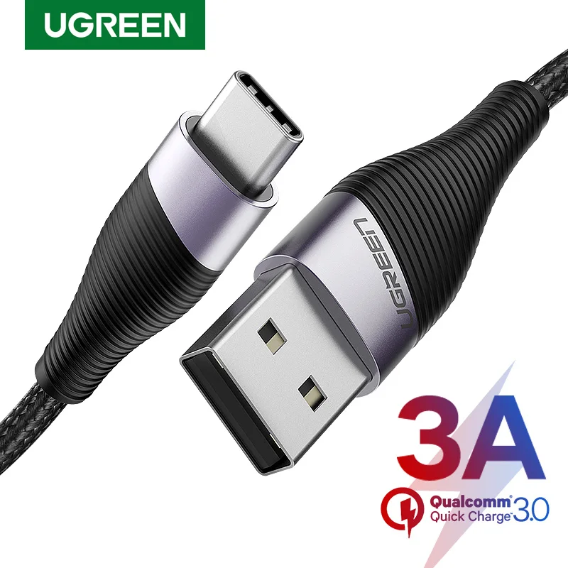 Кабель Ugreen USB C для Samsung Galaxy S20 Plus мобильный телефон, кабель для быстрой зарядки типа C для Xiaomi Redmi Note 10 Mi 9, шнур USB C - изображение