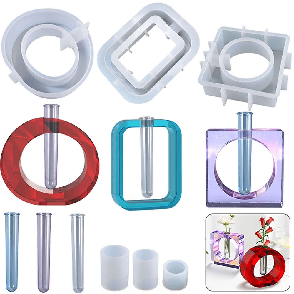 

Plant Container Holder Silicone Mold Creative Desktop Flower Pot Hydroponic Cylinder Epoxy Resin Molds DIY Crafts Jewelry Decor