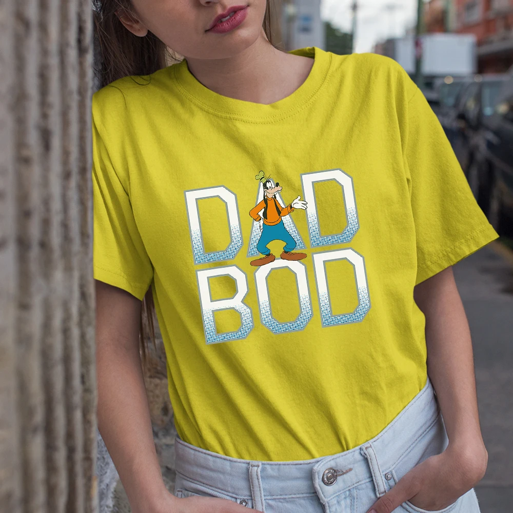

Outdoor Women T-shirts DAD BOD Letters Printing Disney Goofy Cartoon Pattern Summer New Products Comfortable T Shirts Female Top