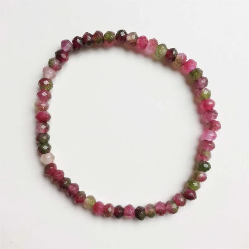 Ограненный турмалиновый браслет 4*6 мм натуральный камень нефрит винтажная