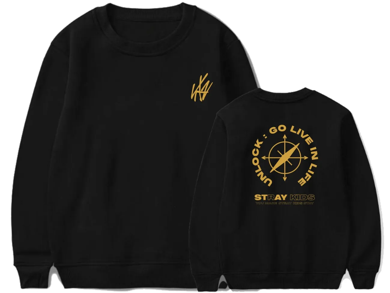 

KPOP Stray Kids Unlock:GO LIVE IN LIFE Round Neck Thick Loose Sweater for Women and Men