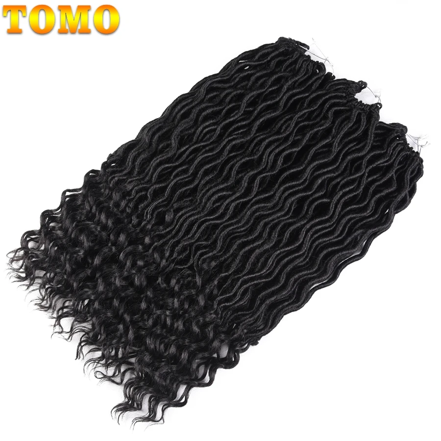 TOMO Faux locs CURLY, вязанные крючком волосы, 20 дюймов, 24 корня, Омбре, синтетические плетеные волосы для наращивания, бордовые, черные, красные, коричневые