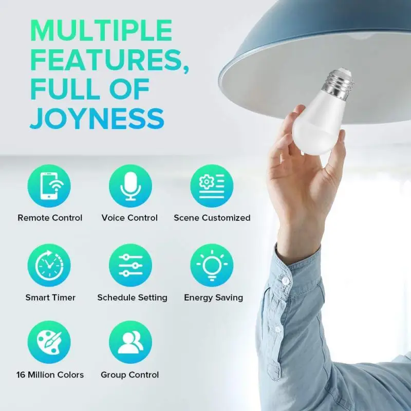 

V26 LED Wifi Smart Light Bulb Voice Control Timing Open/close 6W Dimmable RGB Lamp E27 E26 B22 E14 For Alexa Google Home