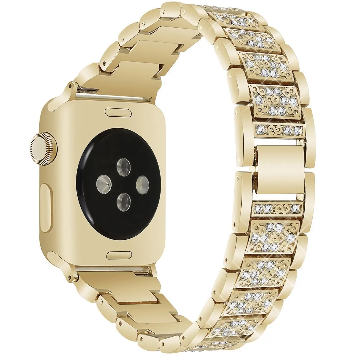 For Apple Watch Band 40mm 44mm 38mm 42mm Diamond Stainless Steel Loop for Apple Watch series 4 3 2 1 iWatch Rose Pink Bracelet