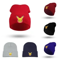 pokemon pikachu explosive embroidered anime wool knitted hat men and women warm fall winter stacked ski hat hats for men