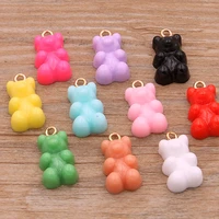 20pcs 1120mm 10 color colorful bear charms resin cabochons glitter gummy candy necklace keychain pendant diy making accessories