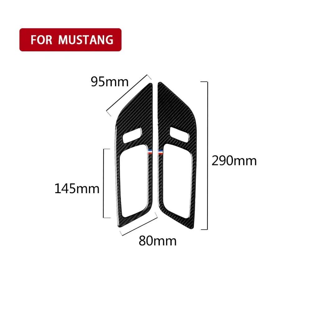 

2PCS Car Interior Door Handles Door Bowl Decorative Cover Stickers For Ford Mustang 2015-2017 Carbon Fiber Trim Auto Accessories