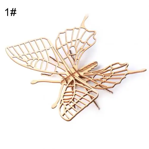 Butterfly Детские 3D головоломки с насекомыми игрушка деревянная Бабочка модель насекомого Пазлы DIY сборка ремесла образование детская игрушка - Цвет: Butterfly