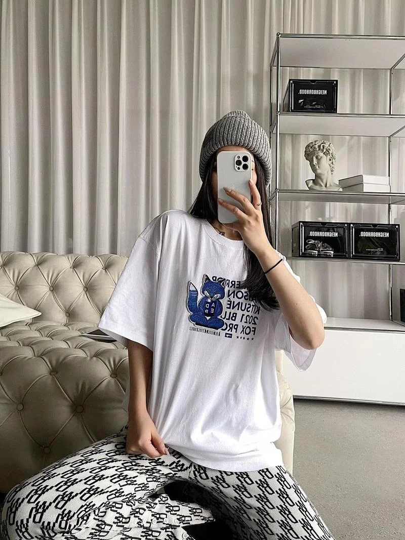 

22SS Classic Fox Embroidery ADER ERROR T Shirt Men Women EU Size 100% Cotton ADER Top Tees Fashion Summer Demon Slayer Lil Peep