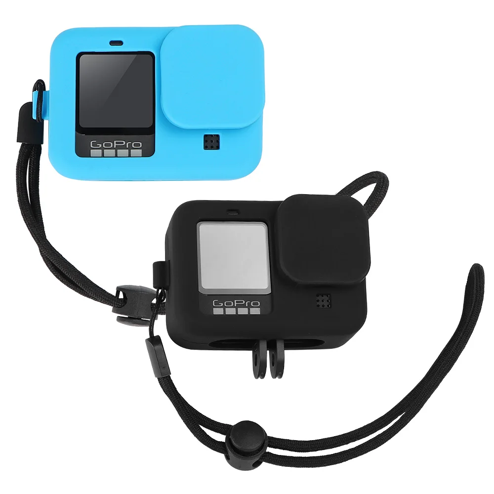 

Silicone Protective Cover Full Case Shell for GoPro Hero 9 Camera Sleeve Housing Frame with Tempered Glass Film+Lanyard