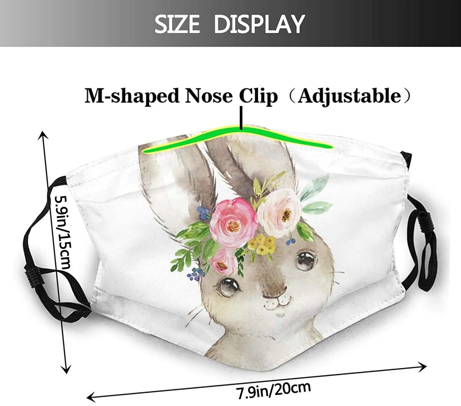 Модная маска для лица в стиле бохо с цветочным кроликом бандана карманом