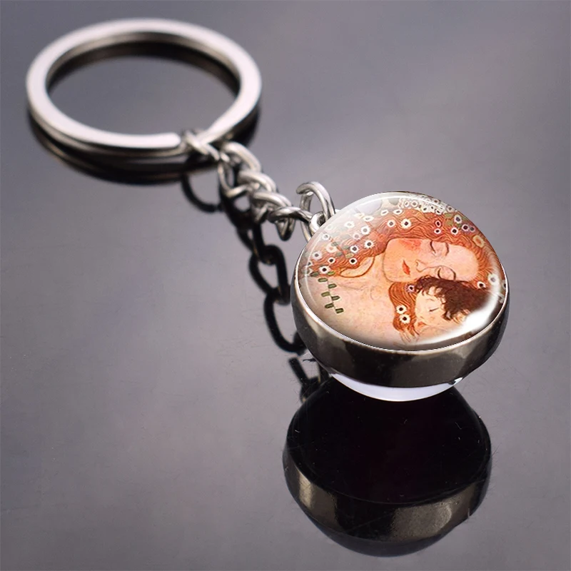 Брелок с изображением поцелуя Густава Климта фотография стеклянный шар брелок