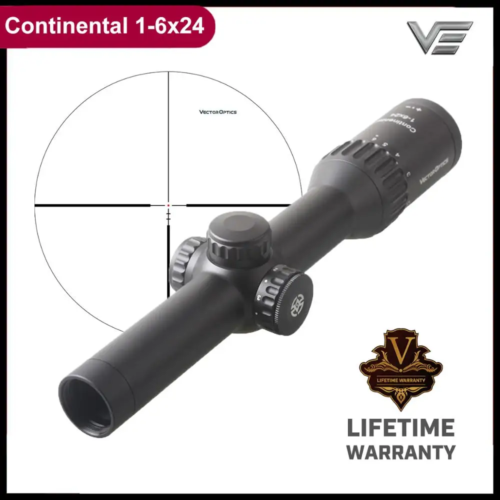 Vector Optics Continental HD 1-6x24 Hunting Clear View Riflescope Rifle Scope Center Dot Illuminated German System Dawn | Спорт и