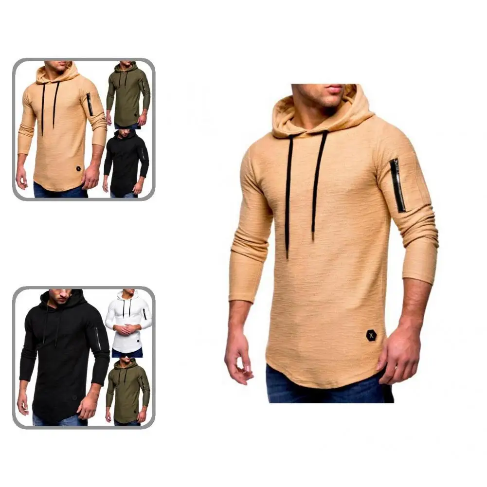 

Casual T-shirt Long Sleeve Simple All-Match Solid Color Hooded Pullover Top