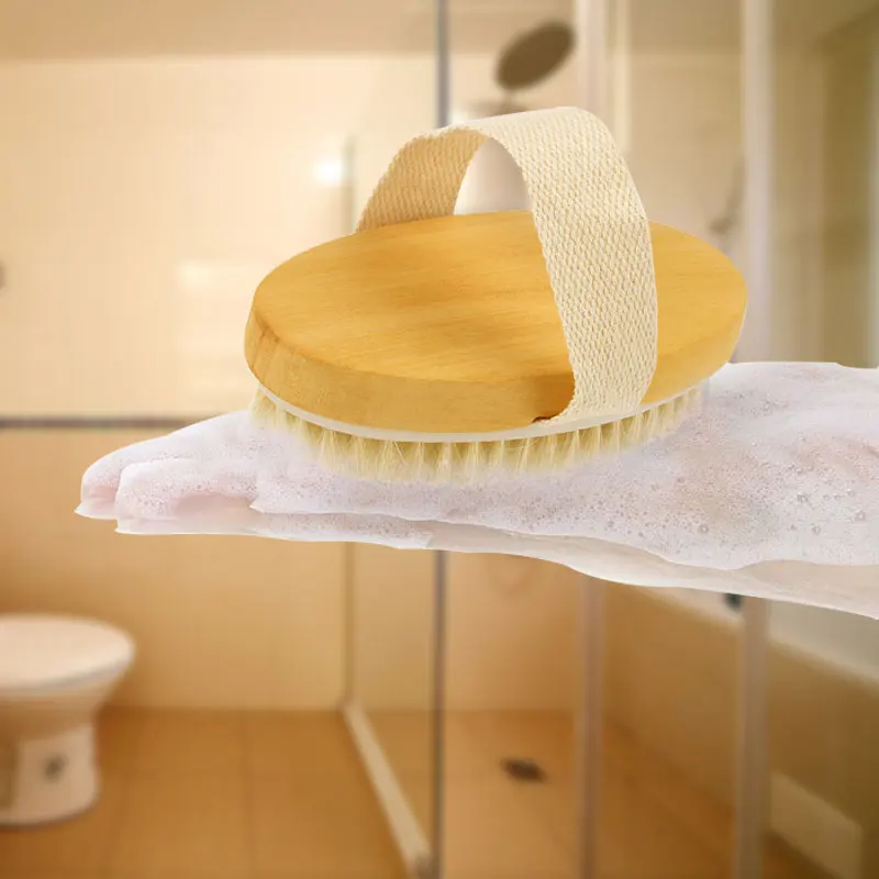 Новинка горячая сухая Мягкая натуральная щетина для тела щетка спа деревянная