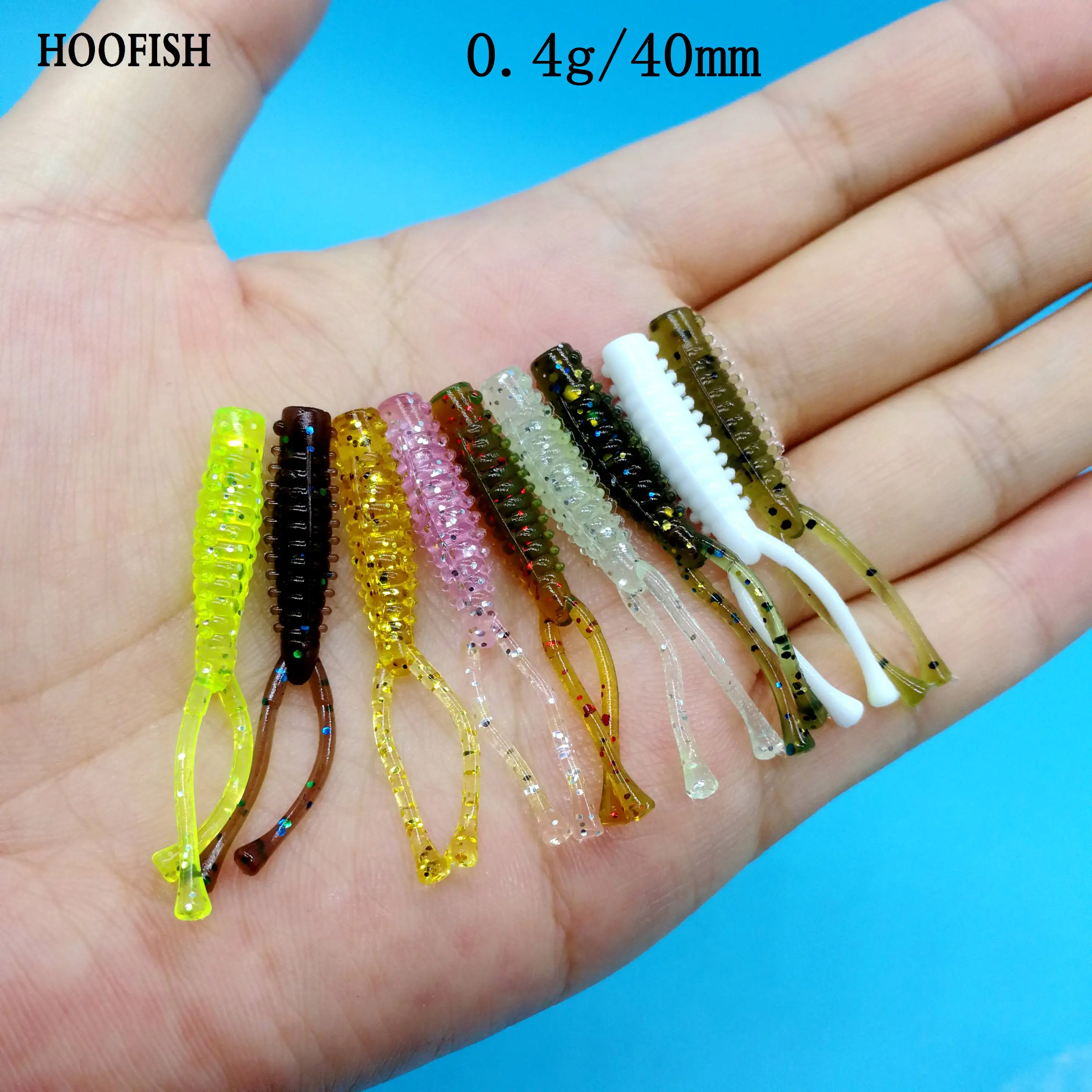 HOOFISH 100 шт./лот мини для рыбалки мягкие блесны на удочку 0 4g/40 мм 9 цветов двойной