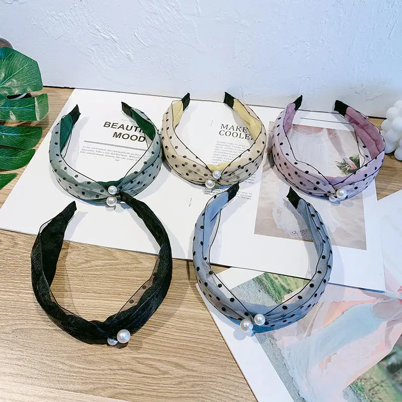 

New Women Pearl Hairband Women Hoop Simple Sweet Girl Wave Point Hair Headband Accessory