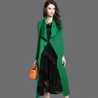 spring and autumn new style pleated womens windbreaker long cloak coat plus size fashionable womens clothing