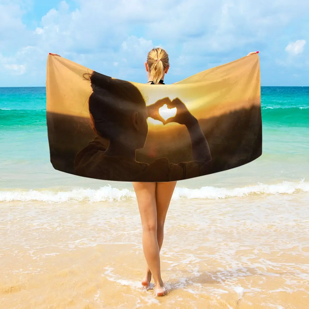 

Seaside play, sunset view, beach towel, quick-drying soft water sports, wrapped towel, swimming surfing shawl, leisure shade