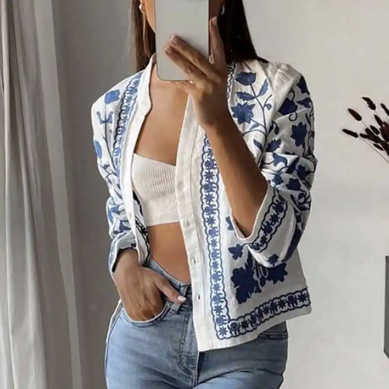 

Vintage Women Embroidery Loose Shirts 2021 Spring-Autumn Office Ladies Loose Floral Soft Cotton Shirt Girls Chic Tops Cute