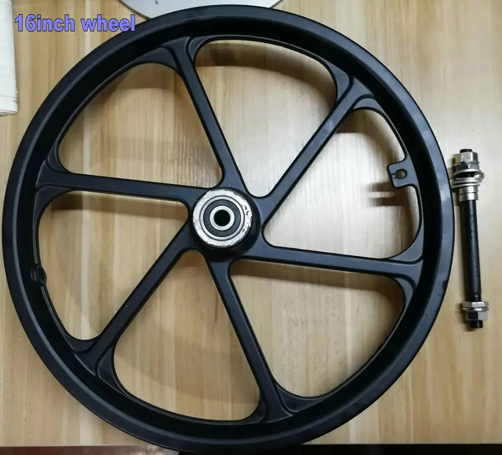 6spokes 16 дюймов переднее колесо дисковый тормоз с осью для электрического велосипеда электрический скутер MTB подвижность преобразования частей трехколесный велосипед колеса - Цвет: 6spokes