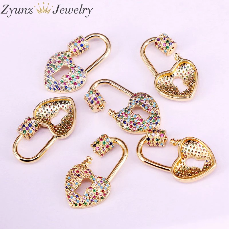 5 шт. брелок в форме сердца золотого цвета радуга CZ микрозакрепка сделай сам