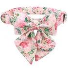 Уникальный Стиль, весенний розовый ошейник для собак с лапами, ошейник для щенков с галстуком-бабочкой, регулируемый ошейник для собак, подарок для питомца маленького, среднего и большого размера