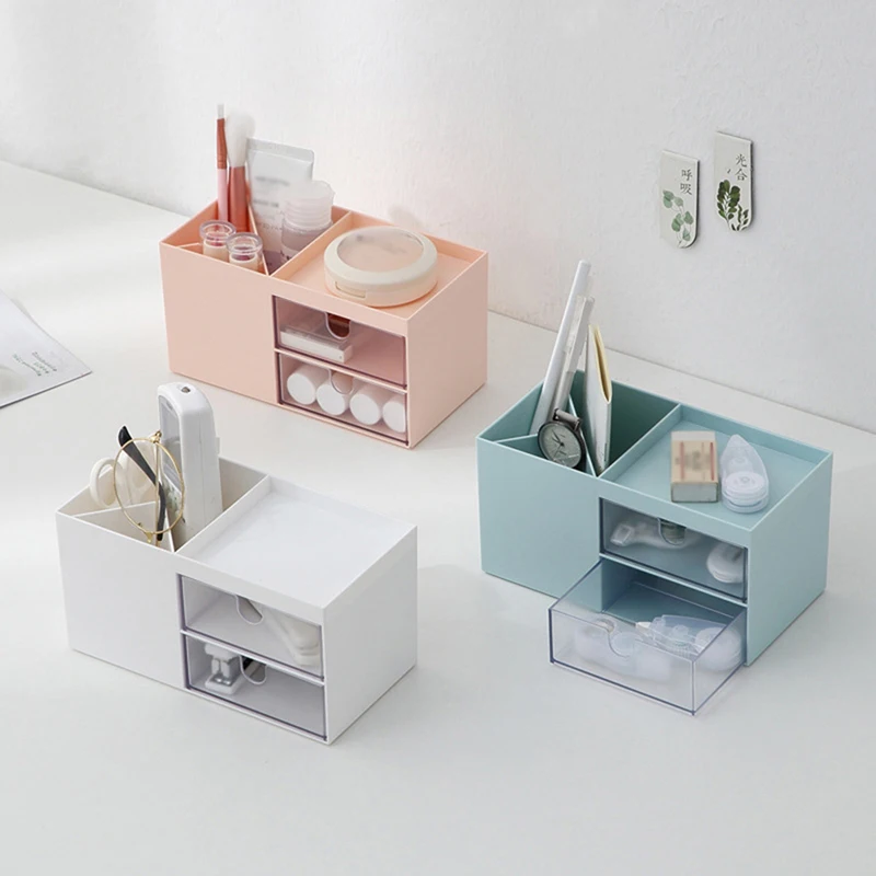

Cosmetic Makeup Organizer with Drawers Plastic Bathroom Skincare Storage Box