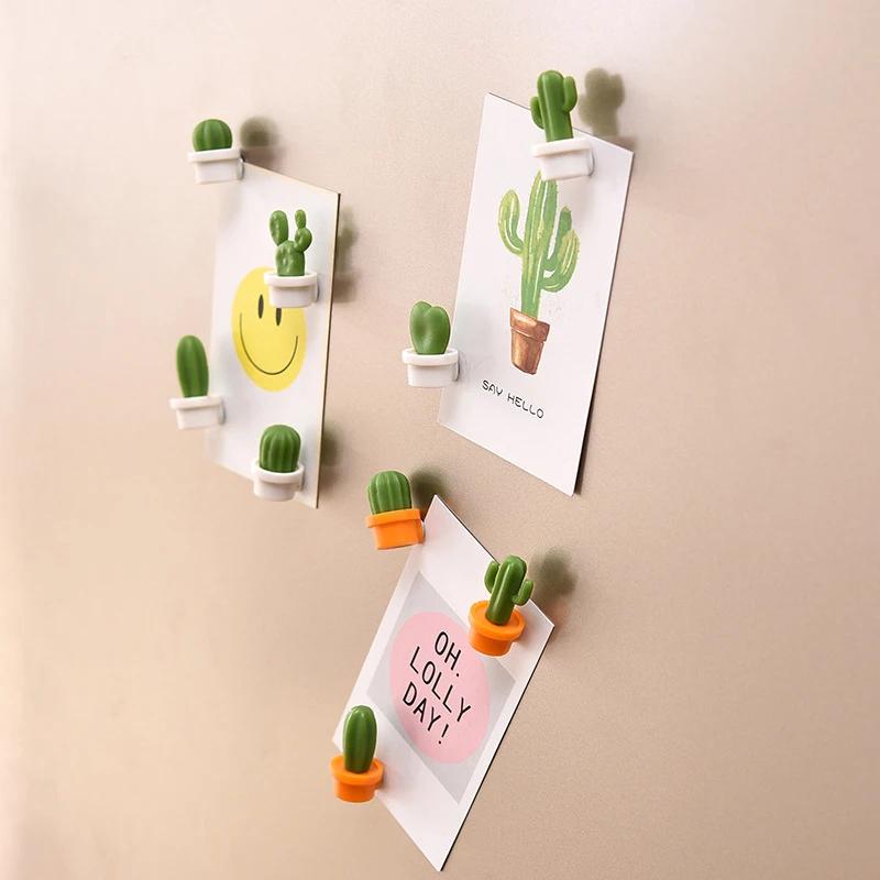 

6pcs/Set 3D Cute Succulent Plant Message Board and Reminder for Kitchen Refrigerator Magnet Button Cactus Decoration Gadget Tool